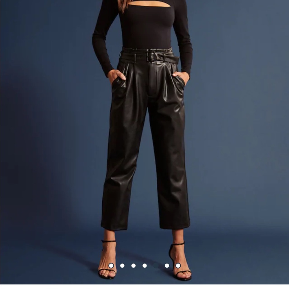 Abercrombie Leather Belted Ankle Straight Pants